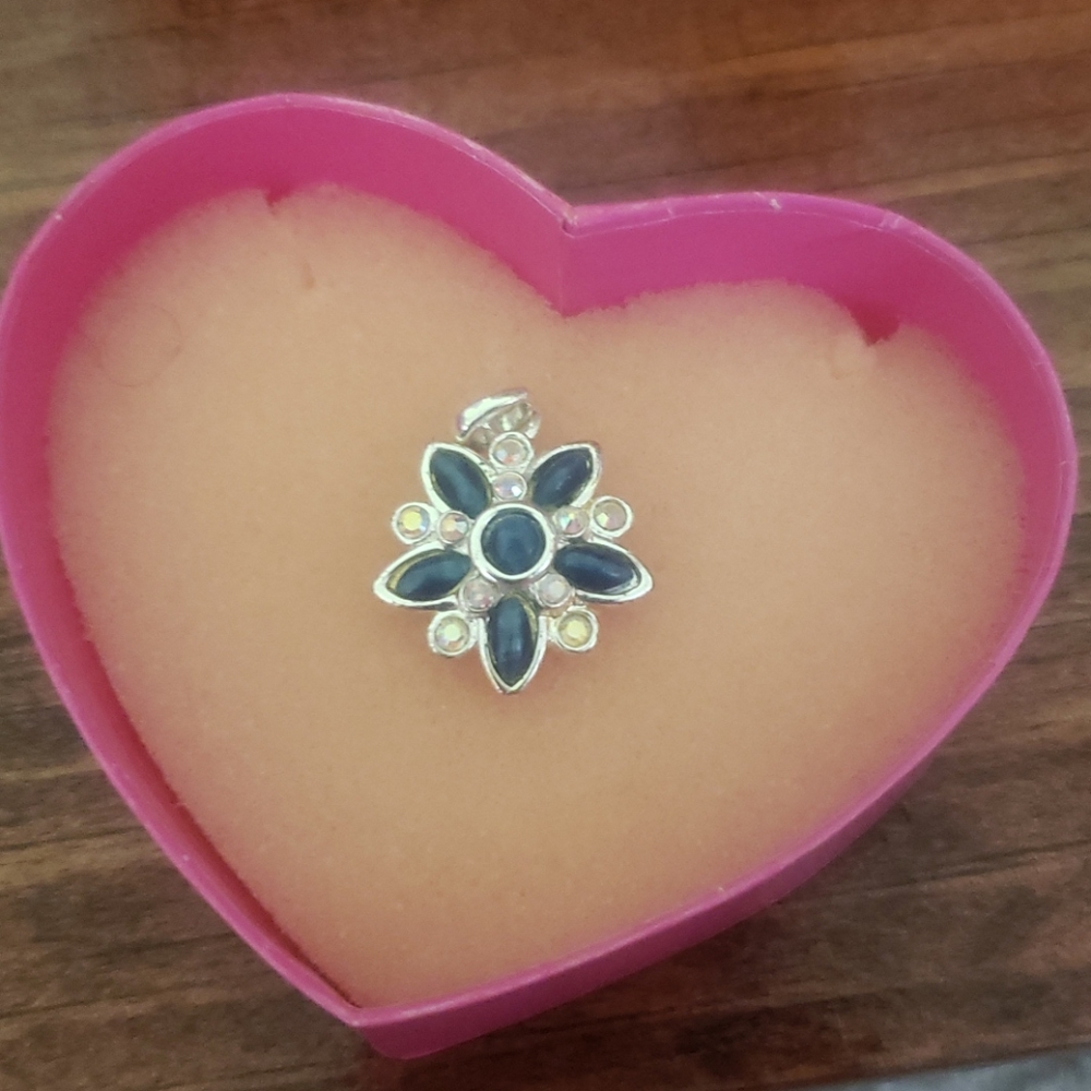 Vintage | Silver/Blue Shimmerring Flower | Pendant